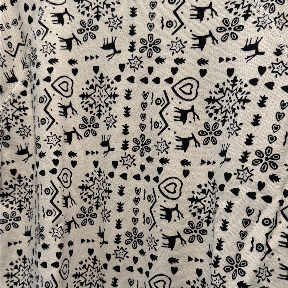 THE GREAT. Black and Cream Patterned Holiday Christmas Sweatshirt Neutral, 0 - Picture 2 of 5